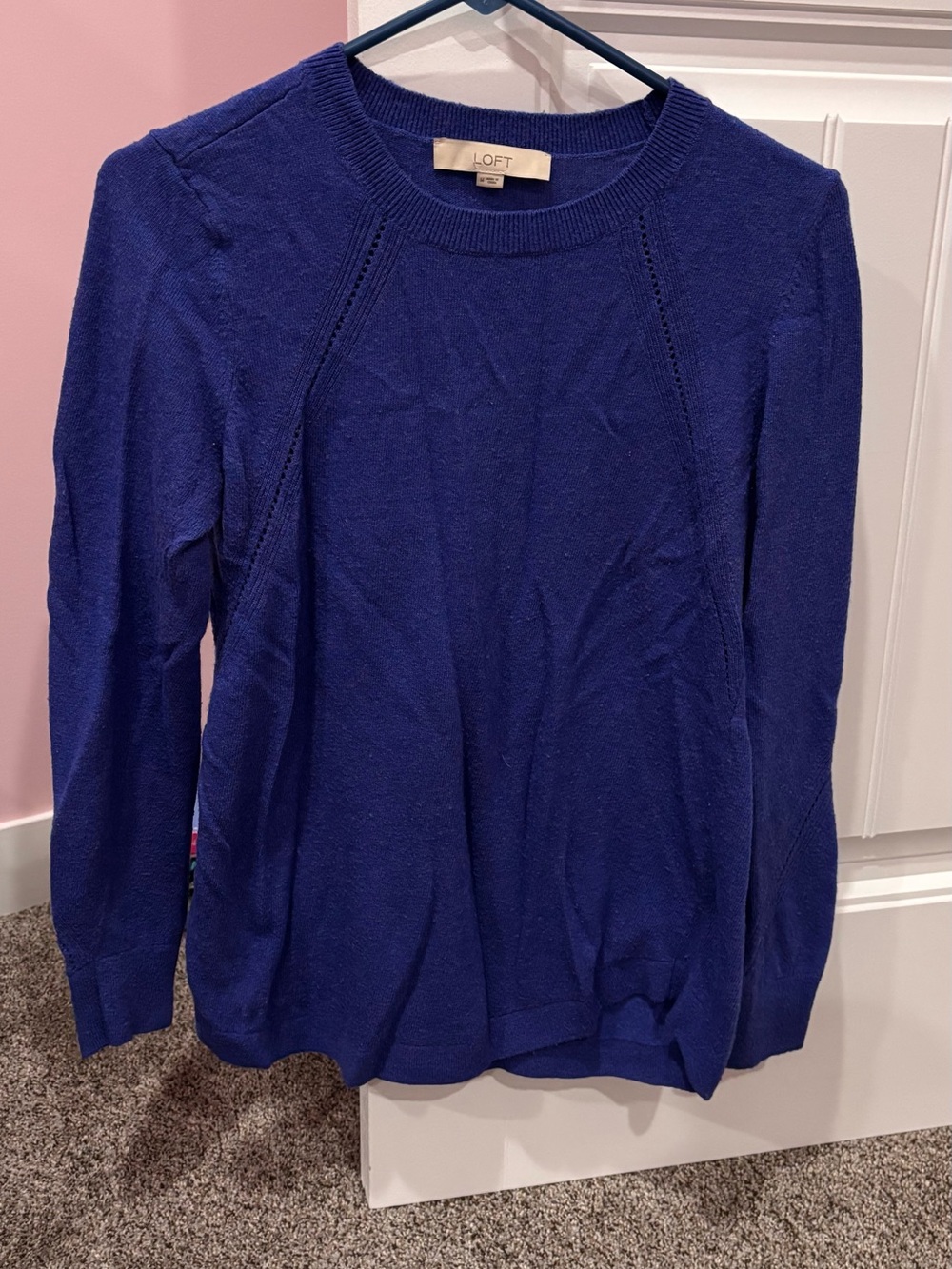 LOFT Women's Cobalt Blue Crewneck Knit Sweater